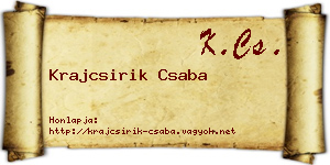 Krajcsirik Csaba névjegykártya